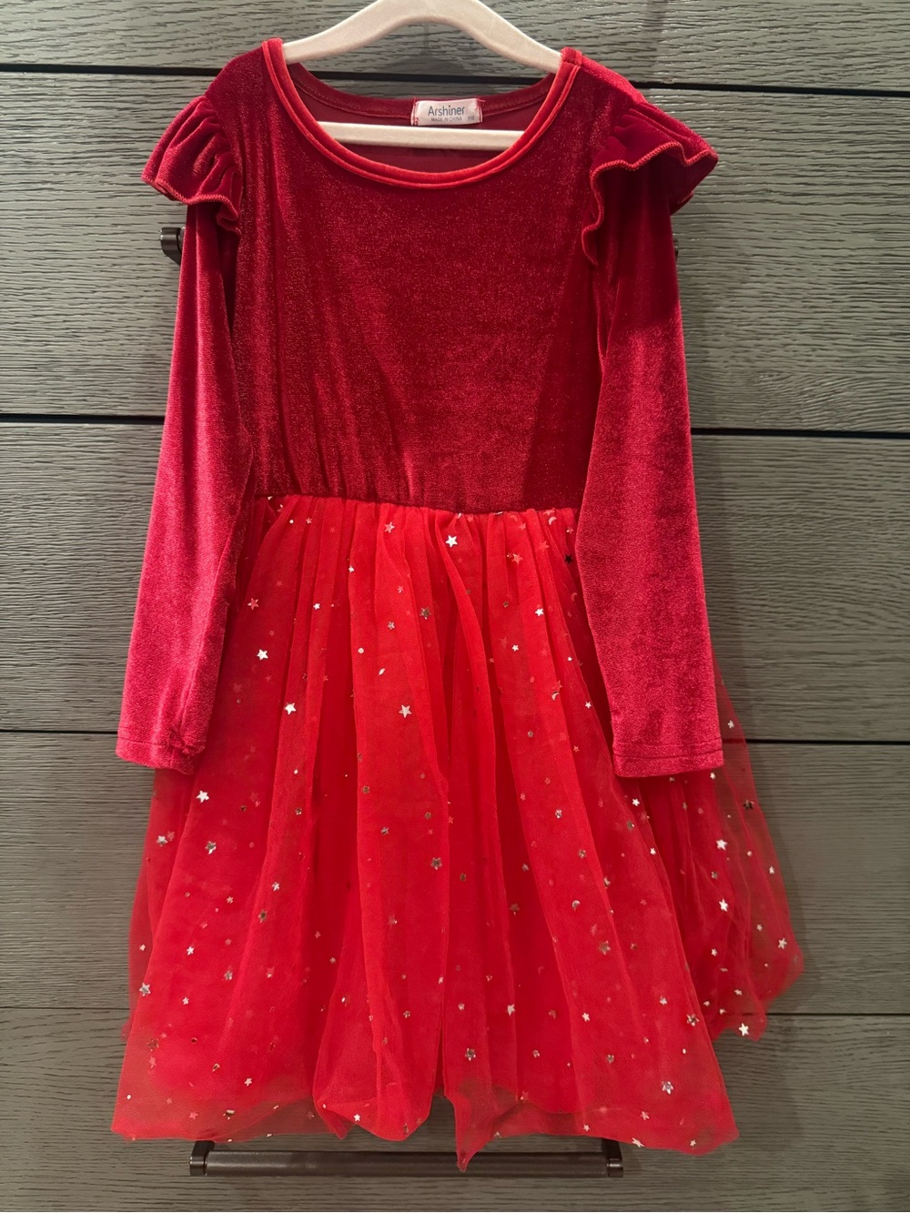 Girls Red Velvet & Star Tulle Costume Dress by Arshiner